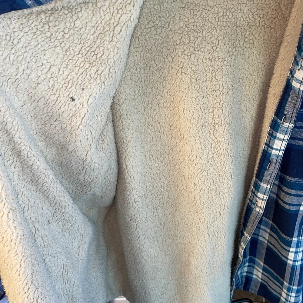 Wrangler‎ Sherpa Lined Plaid Flannel Shacket Men's Size 3XL Blue